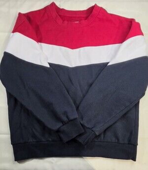 Reflex Color Block Sweatshirt Size Large Red White Navy Pullover Fleece Sku 0401